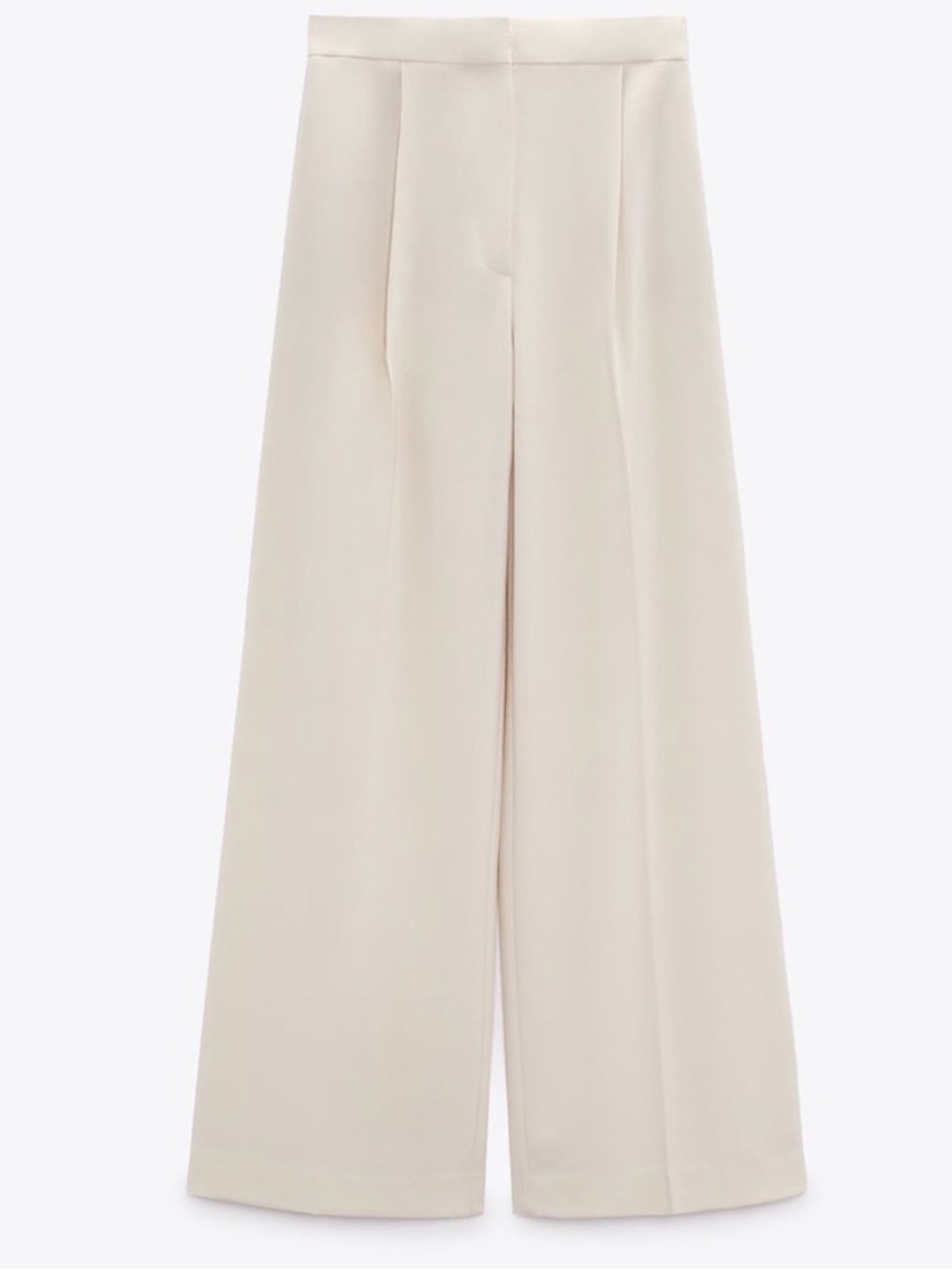 New with Tags Zara Wide-Leg High-Waist Cream Pants Size M